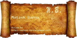 Matzek Barna névjegykártya